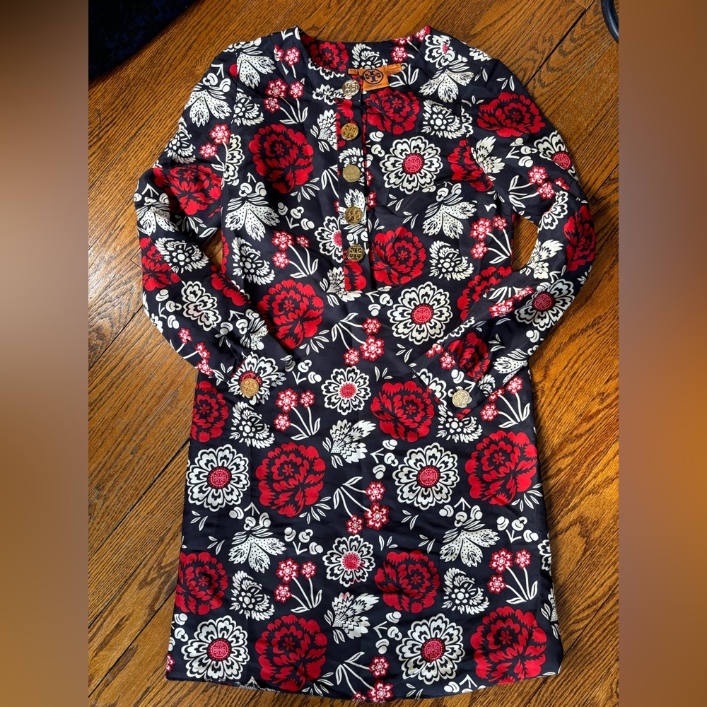Tory Burch Silk Floral Shift dress Sz 4